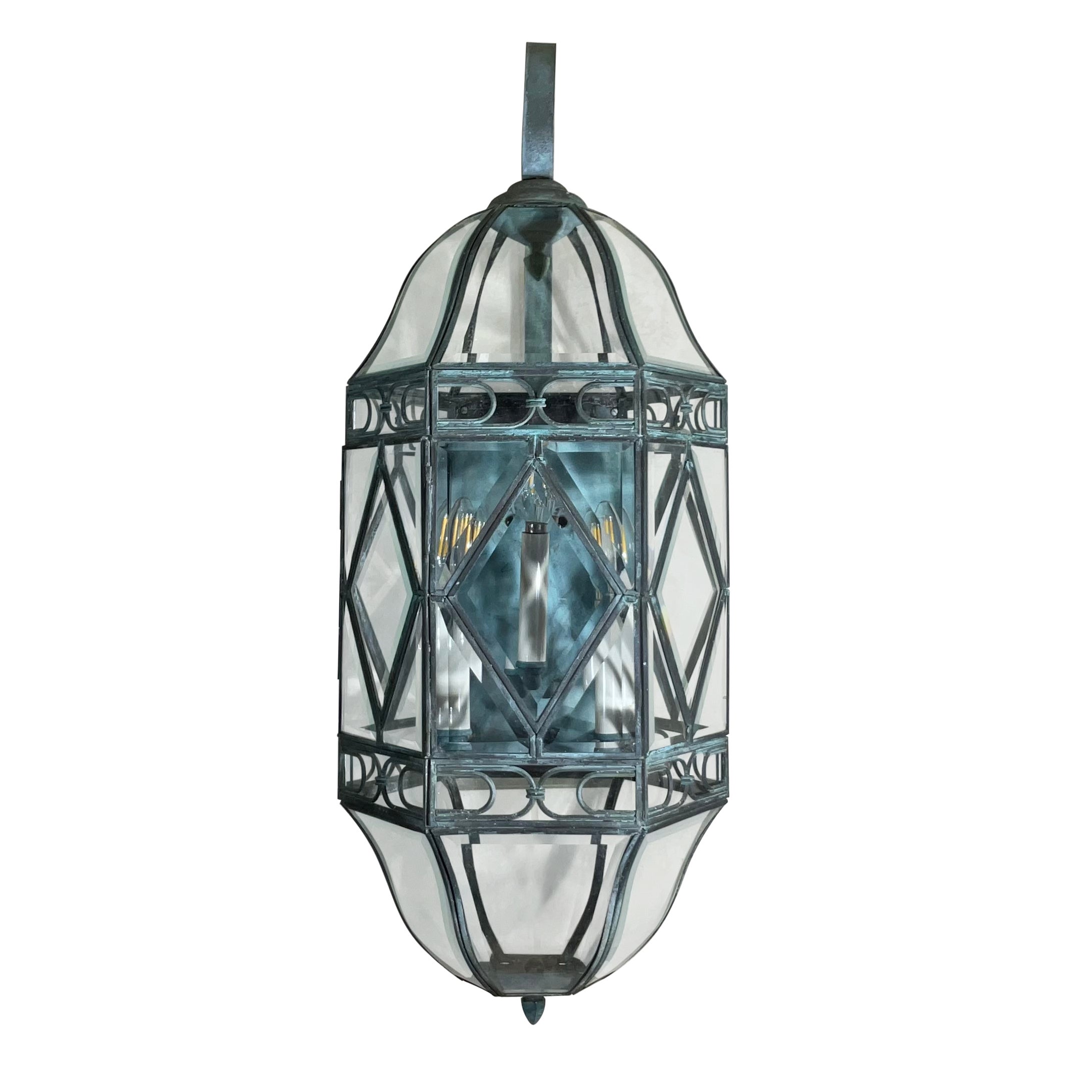 Lanterna da parete singola grande in ottone vintage