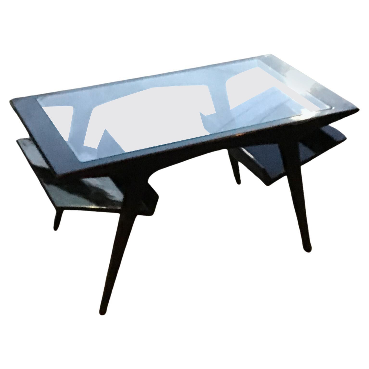 Gio Ponti Coffee Table Wood Glass 1950 Italy For Sale