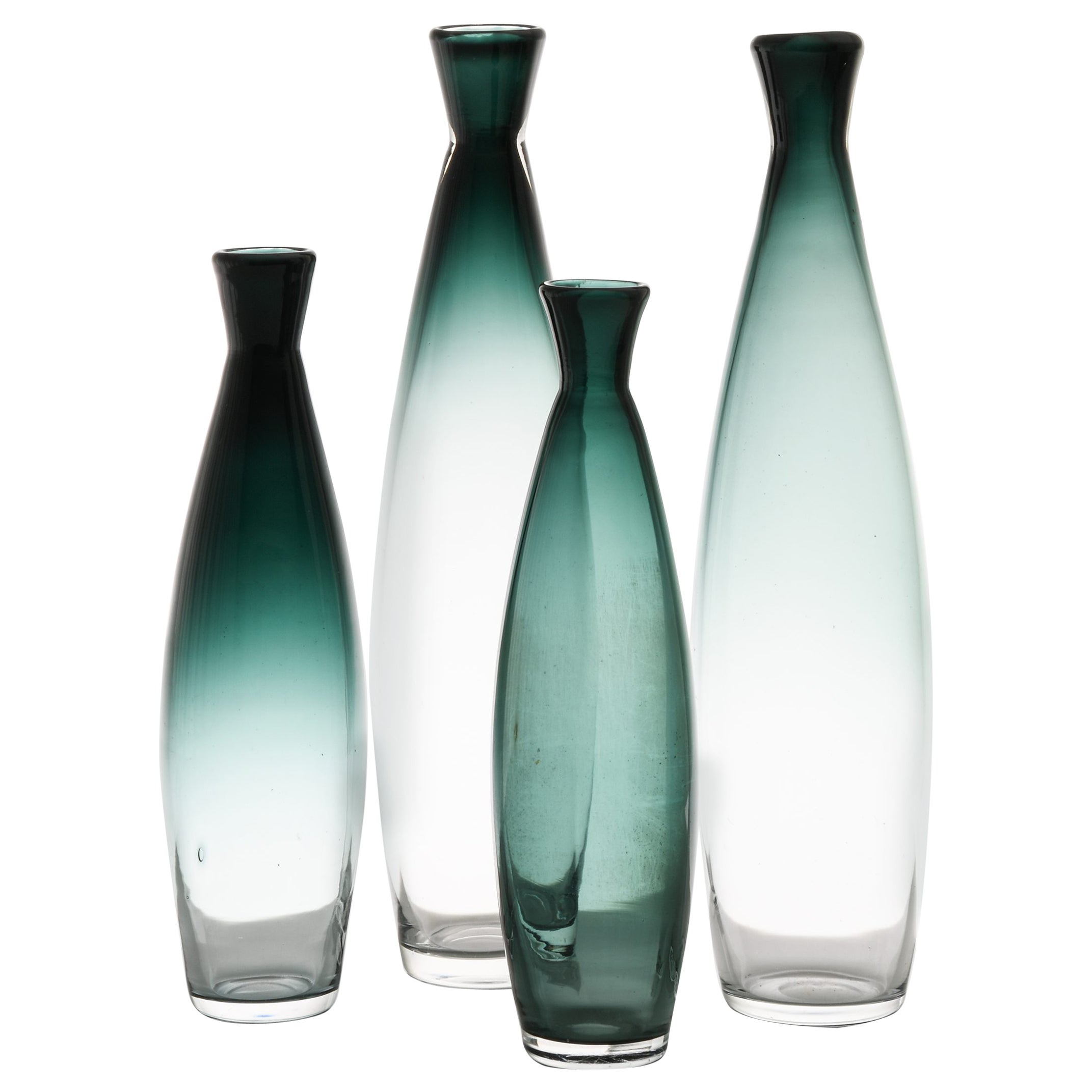 Set of 4 Glass Vases by Bengt Orup, 1960’s For Sale