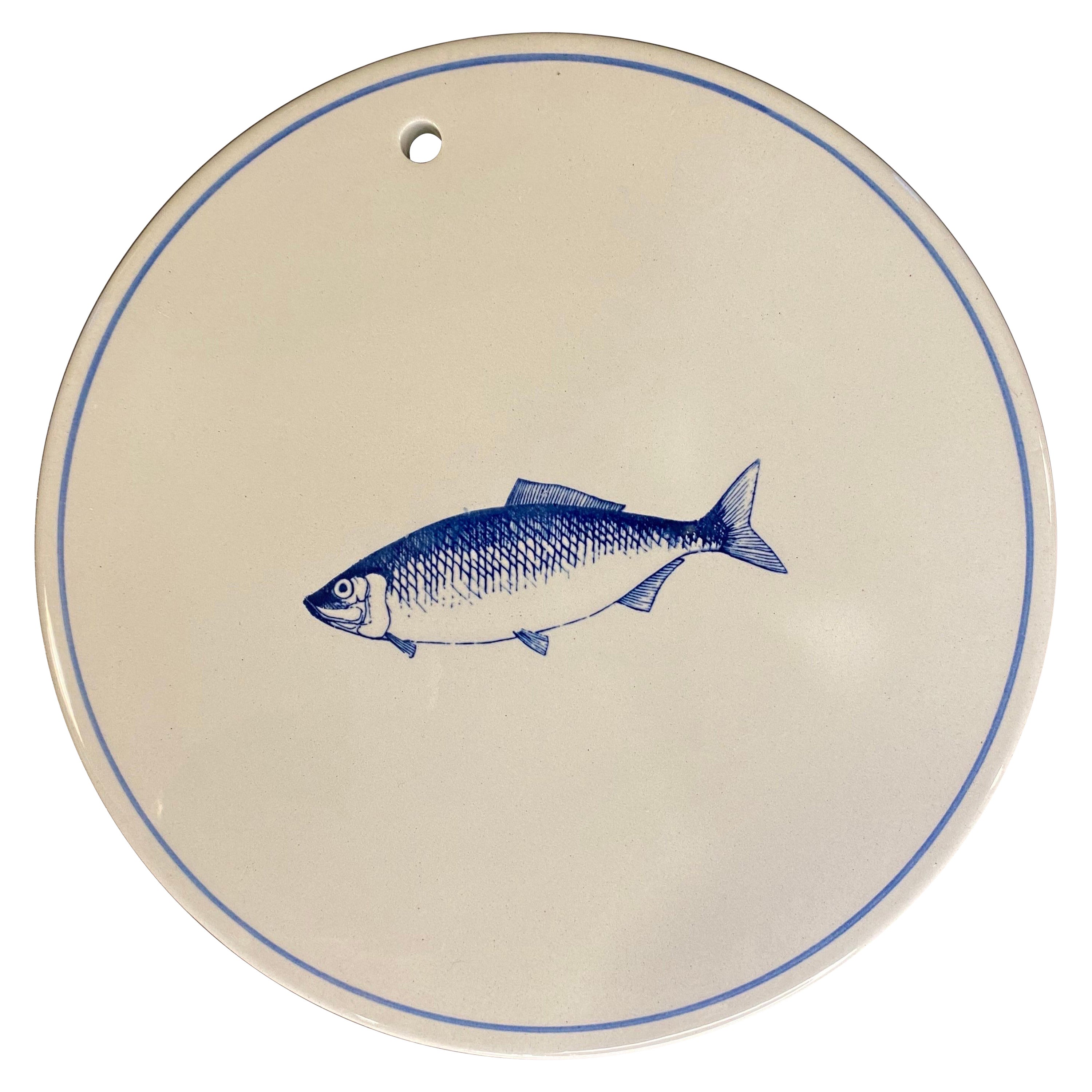 Ceramic Plates with a Fish by Knabstrup, Denmark For Sale
