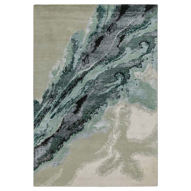 Rug and Kilim’s Contemporary Abstract Rug in Taupe with Teal Pattern ...