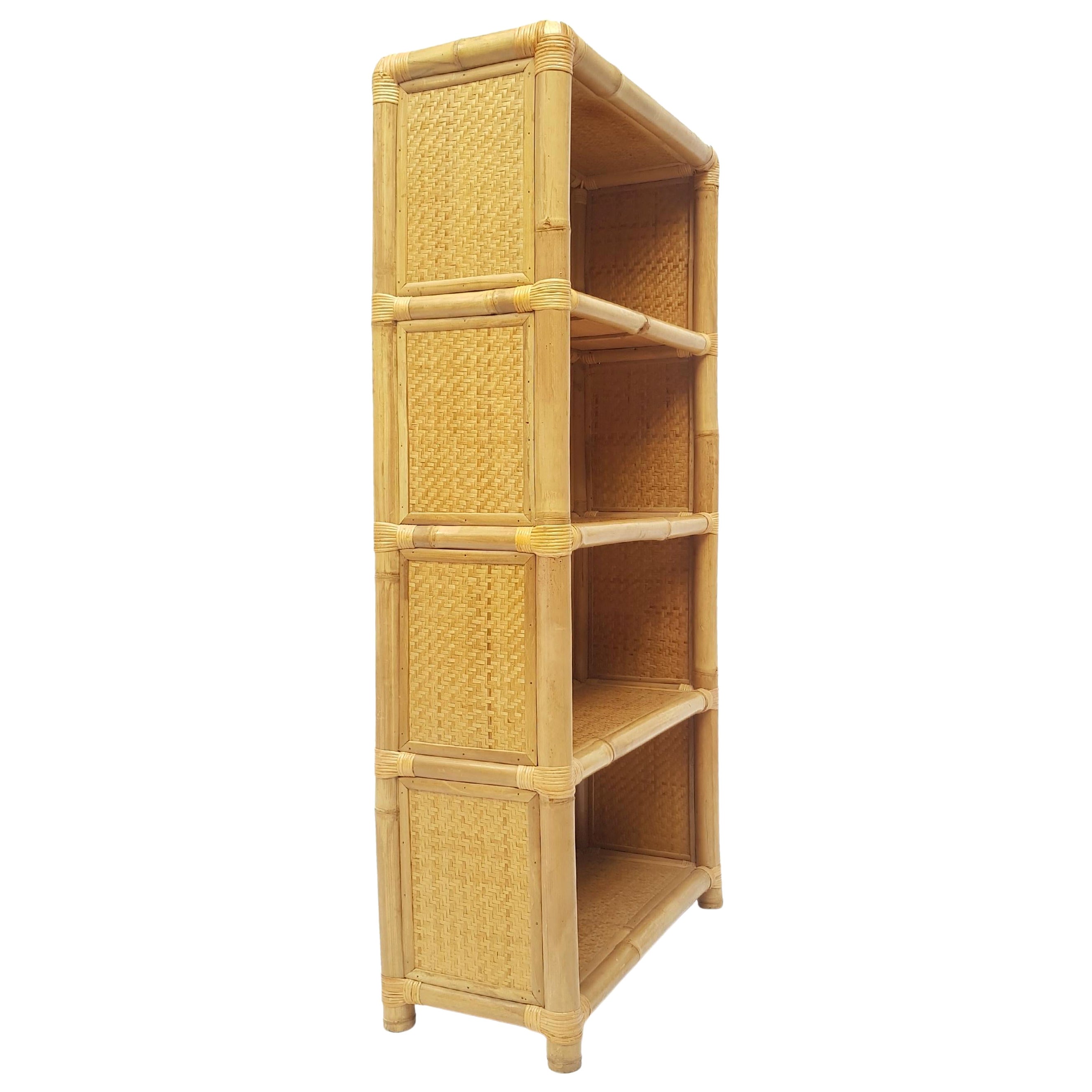 Spanish Bamboo Bookcase, Late 20th Century For Sale