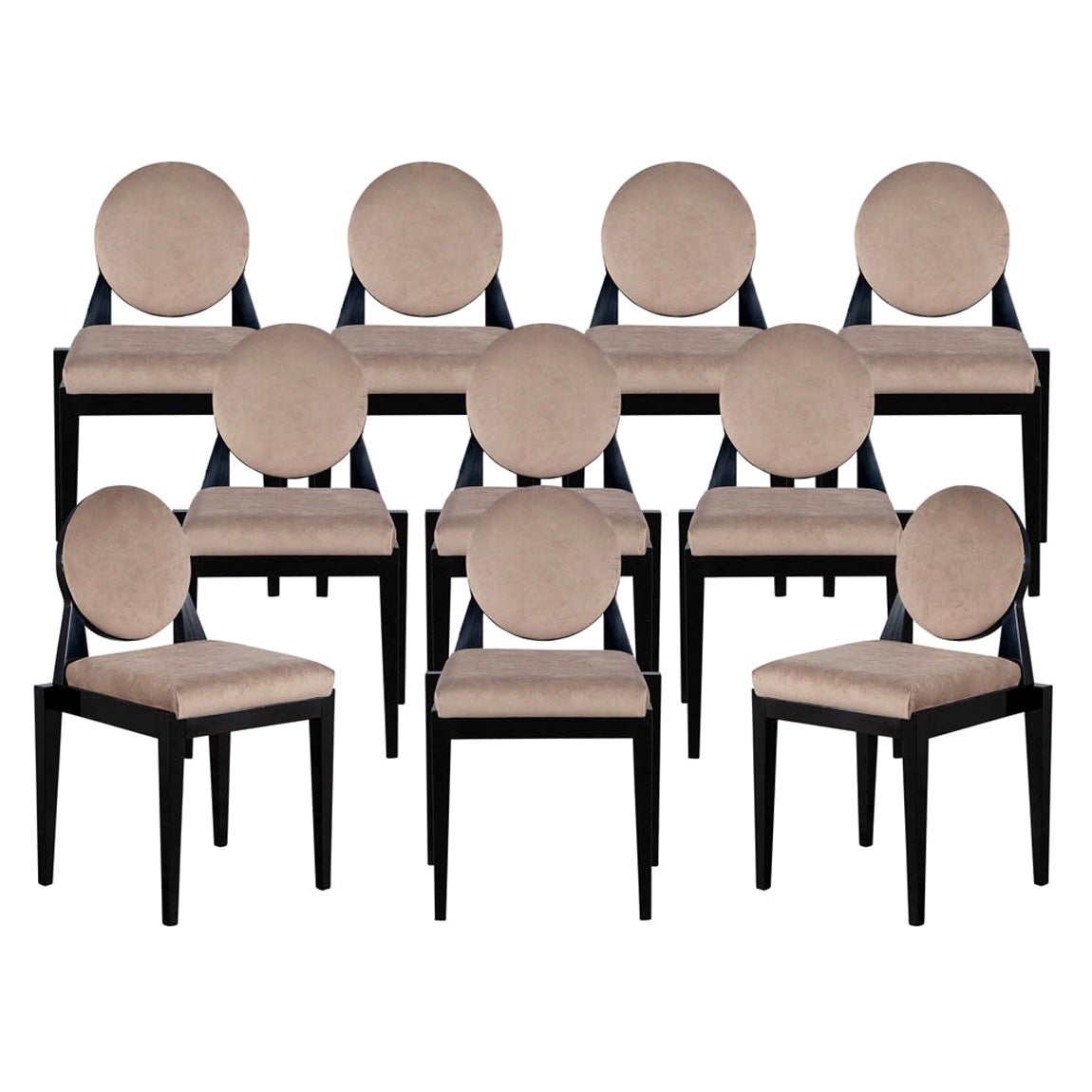 Ensemble de 10 chaises de salle à manger modernes à dossier rond  personnalisées Arrondi En vente sur 1stDibs