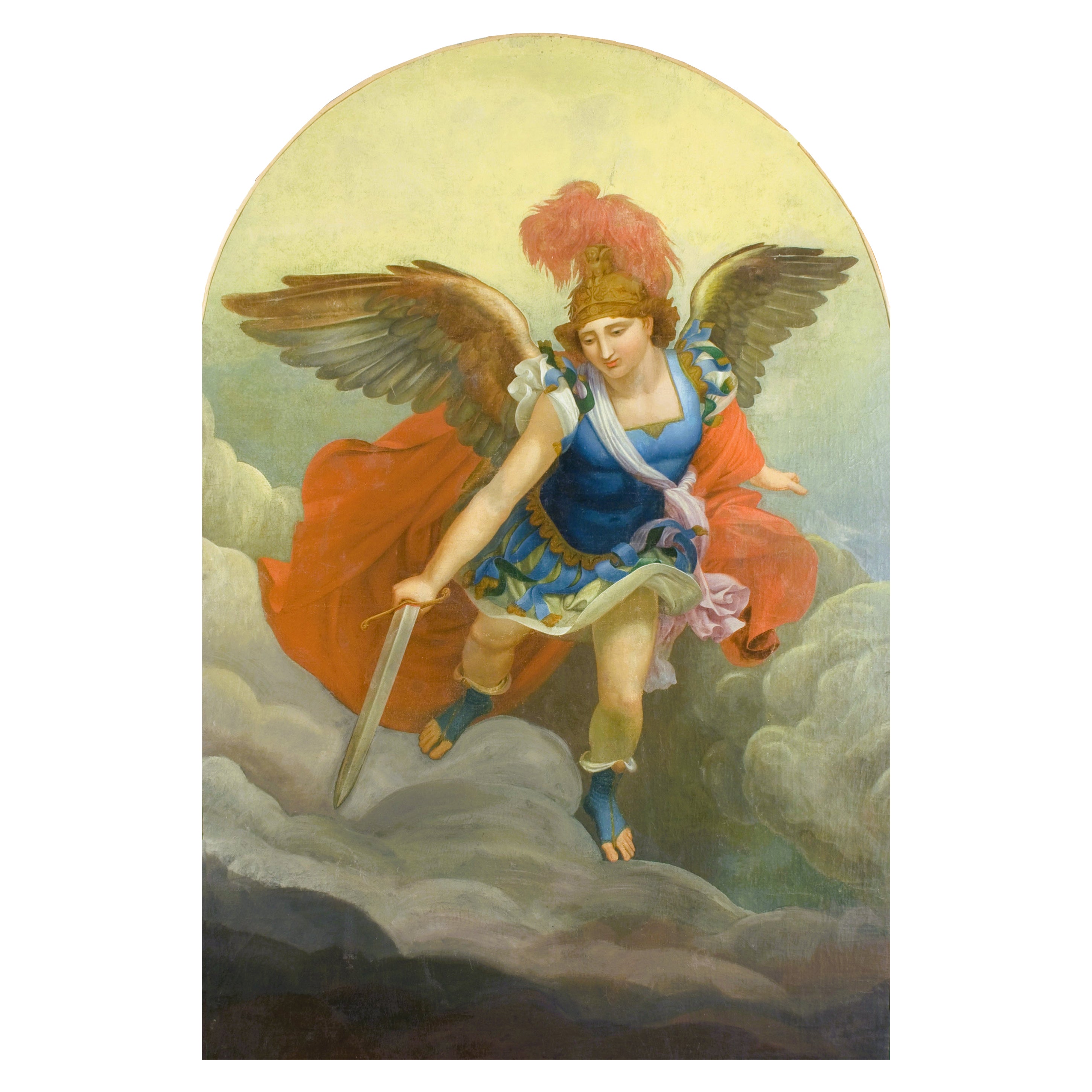Grande peinture de Saint Michel l'Archangel par un peintre néoclassique du 19e siècle