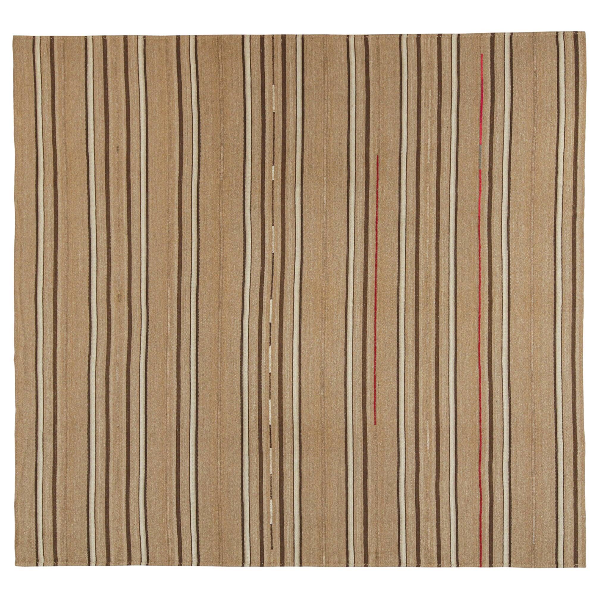 Vintage Kilim Rug in Beige-Brown Panel Style with Stripes by Rug and ...