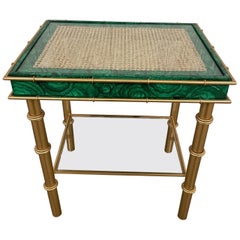 Gilt Metal & Faux Malachite Two-Tiered Side Table