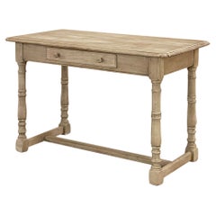 19th Century Country French Writing Table in Stripped Oak
