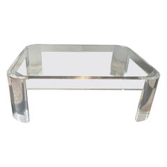 1980s Lucite Coffee Table with Glass Top