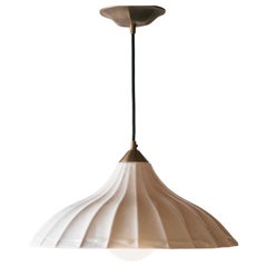 Retro Inspired Handcrafted Fluted Farmhouse Porcelain Pendant Light 