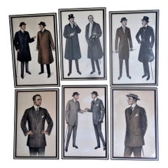 Group of Framed Gentleman's Fashion Illustration Prints, 1912
