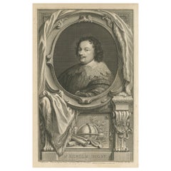 Antique Portrait of Sir Kenelm Digby, English Courtier and Diplomat
