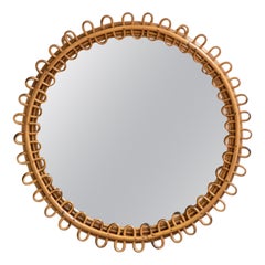 Italian Circular Rattan Mirror