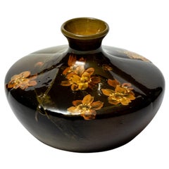 Antique Rookwood Art Pottery Squat Vase with Flowers