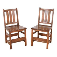 Antique L. & J.G. Stickley Mission Oak Arts & Crafts Side Chairs, Pair