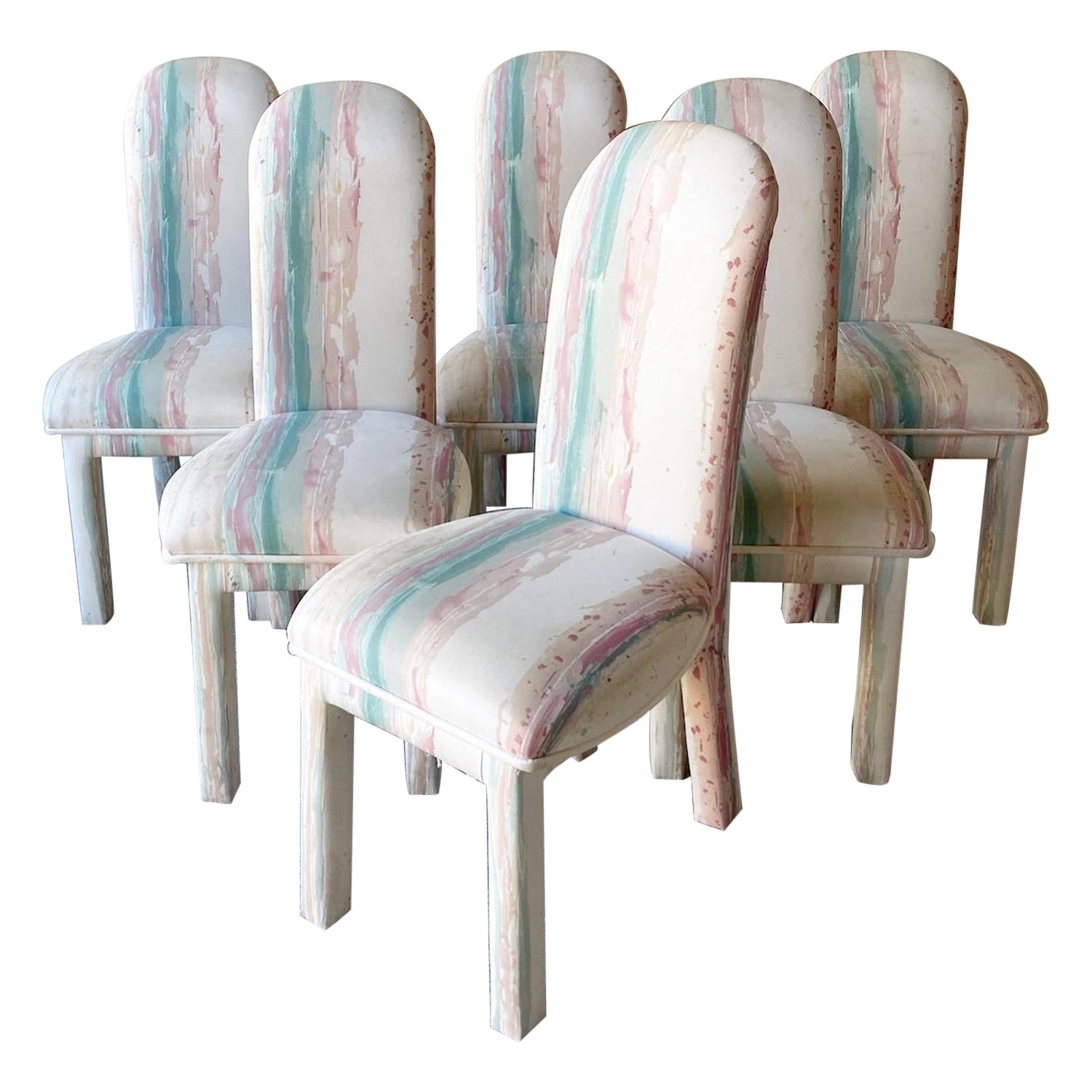 Postmodern Multi Colored Parsons Dining Chairs