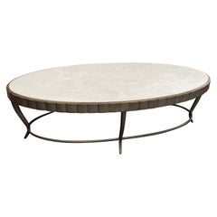 Marble Topped "Cinched" Oval Coffee Table by Barbara Barry for Henredon
