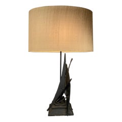 1970's Modern Iron & Steel Table Lamp