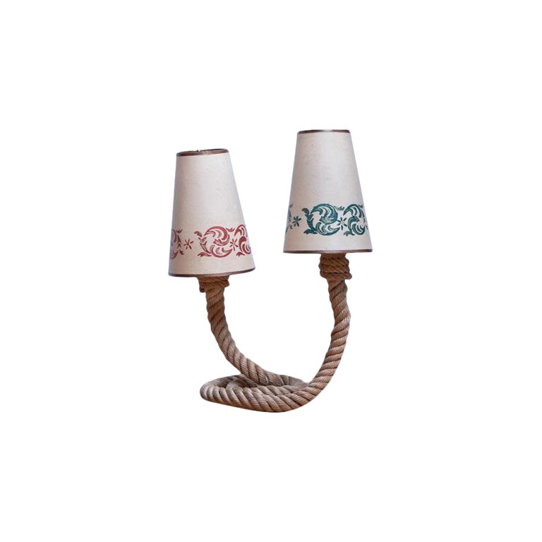 Rope Table Lamp with Paper Shade, Attr. to Audoux & Minet, C.1960s