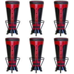 Set of Six Funky Bar Stools, France, circa 1950s