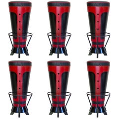 Retro Set of Six Funky Bar Stools, France, circa 1950s