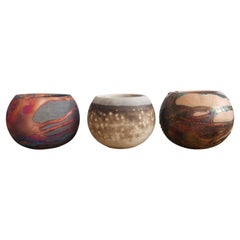 Tsuchi Raku Mix Mini Maceta - 10cm Diámetro - Cerámica Artesanal Decoración para el Hogar