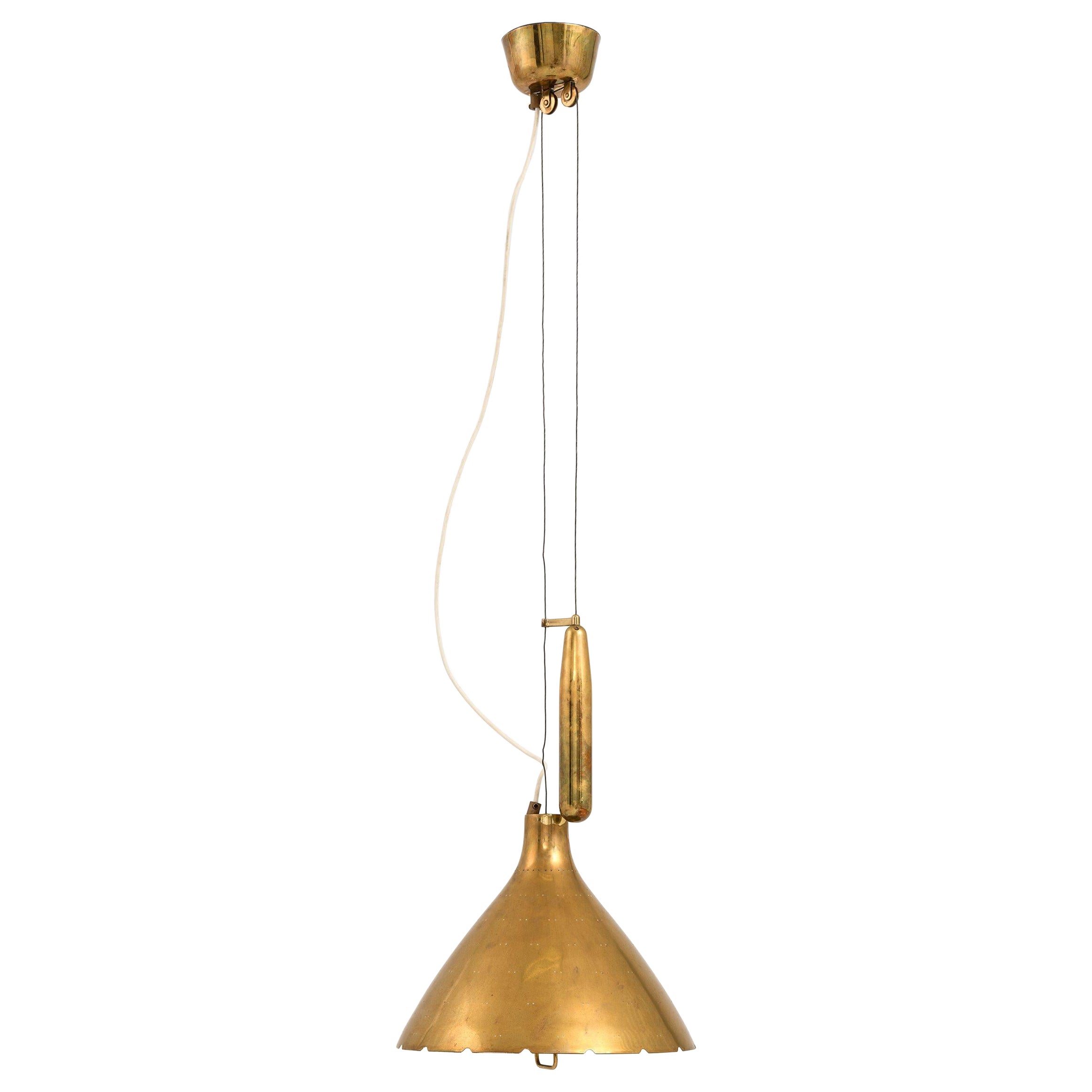 Ceiling Lamp in Brass and Glass by Paavo Tynell, 1950's For Sale
