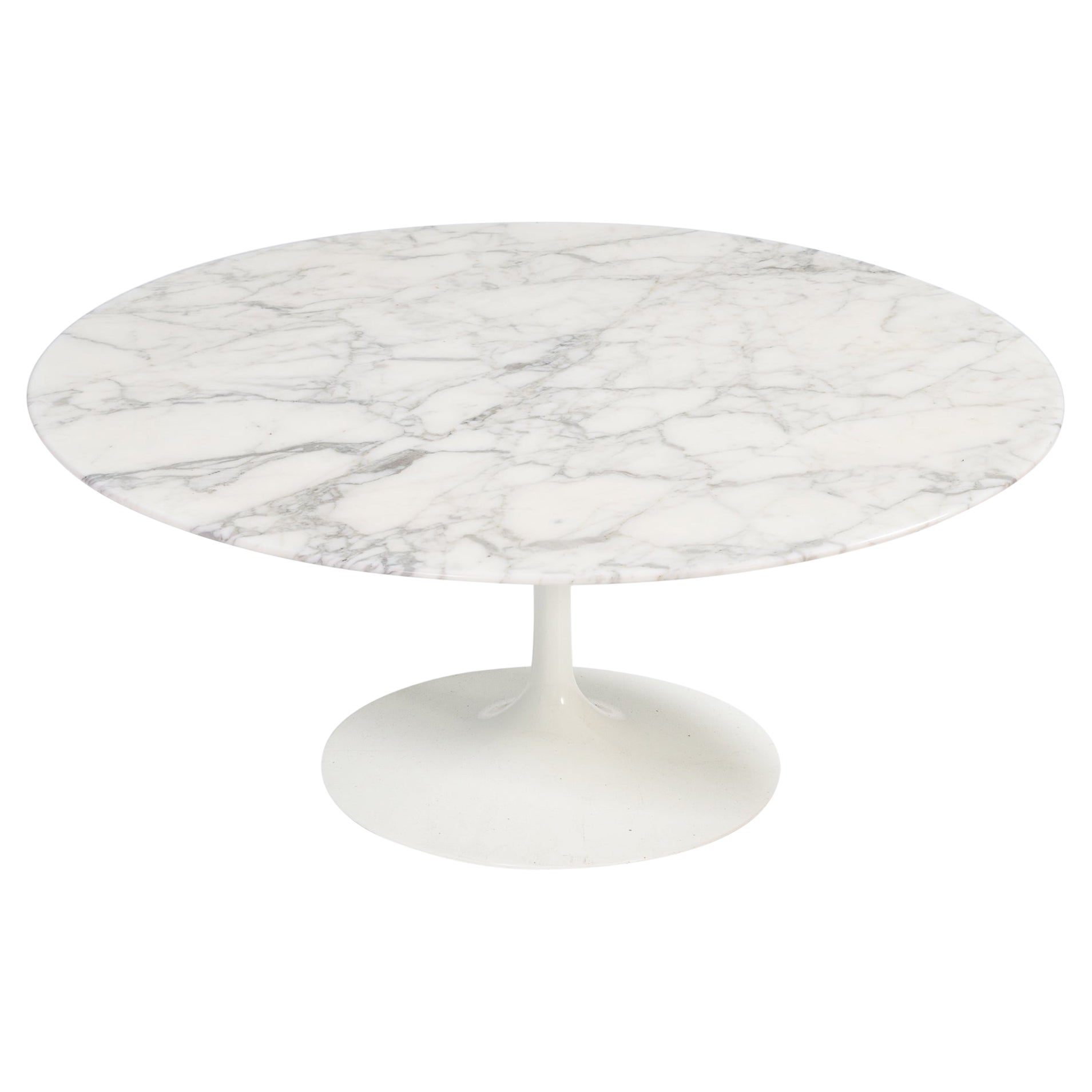  Knoll by Eero Saarinen Arabescato Marble Round Coffee Table