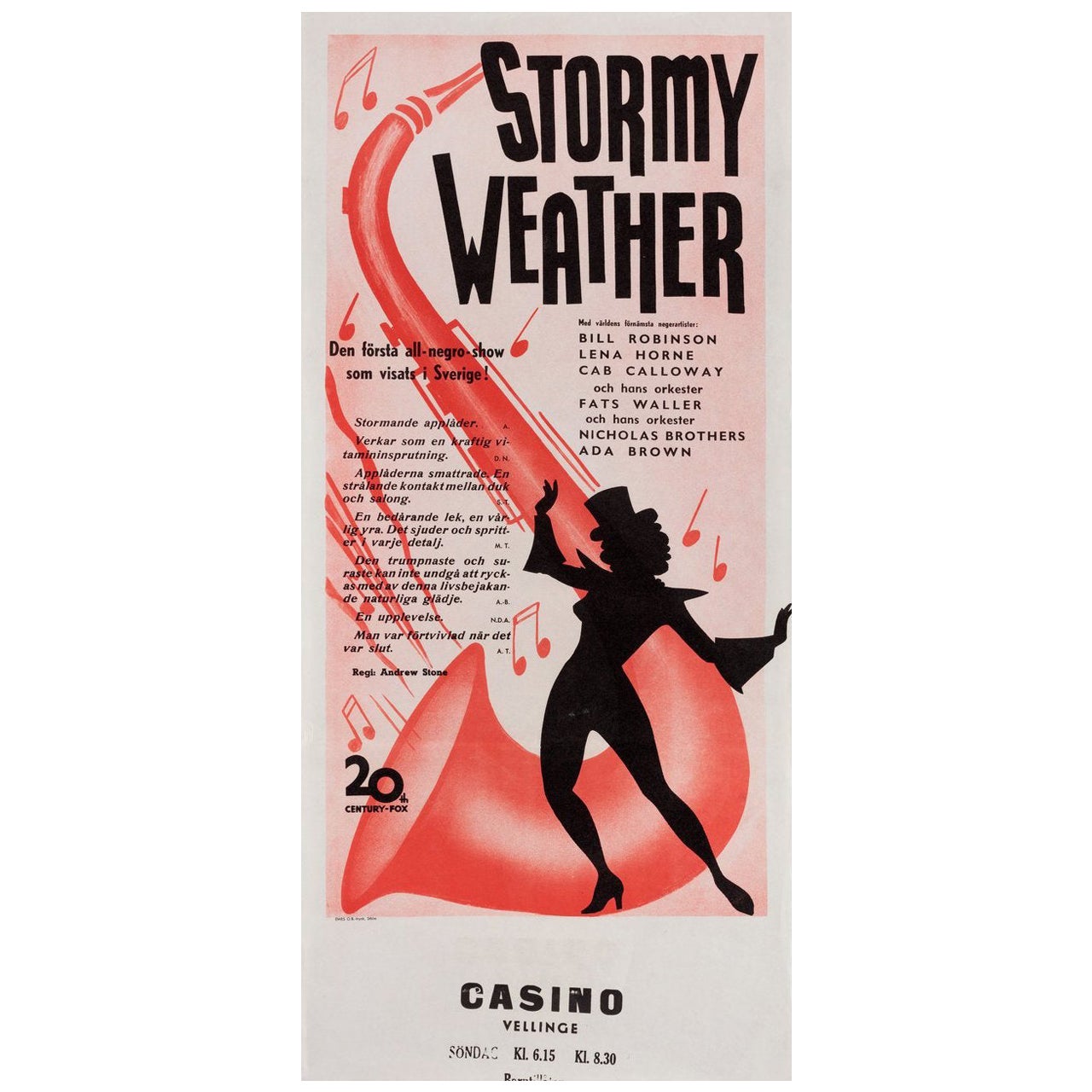 Stormy Weather 1944 Swedish Stolpe Film Poster For Sale