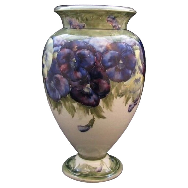 William Moorcroft Vase Decorated it the Pansy Design, 1914 For Sale