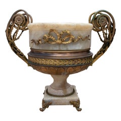 19th Century French Alabaster and Bronze Cup