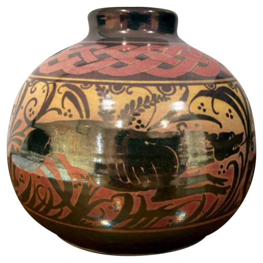 Pilkington's Lustre Vase Decorated with Hounds Chasing a Boar, 1923 For Sale