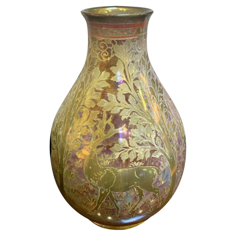 Pilkington' Lustre Vase Decorated with Deer, 1914 For Sale at 1stDibs