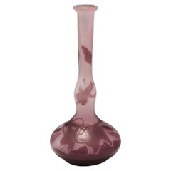 Elegant Art Nouveau Galle Floral Glass Vase, C1910