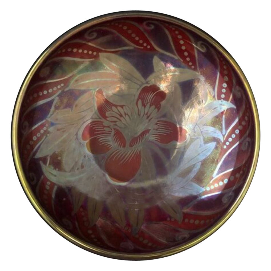 Pilkington's Lustre Bowl Decorated with a Central Finely Painted Flower, 1931 For Sale