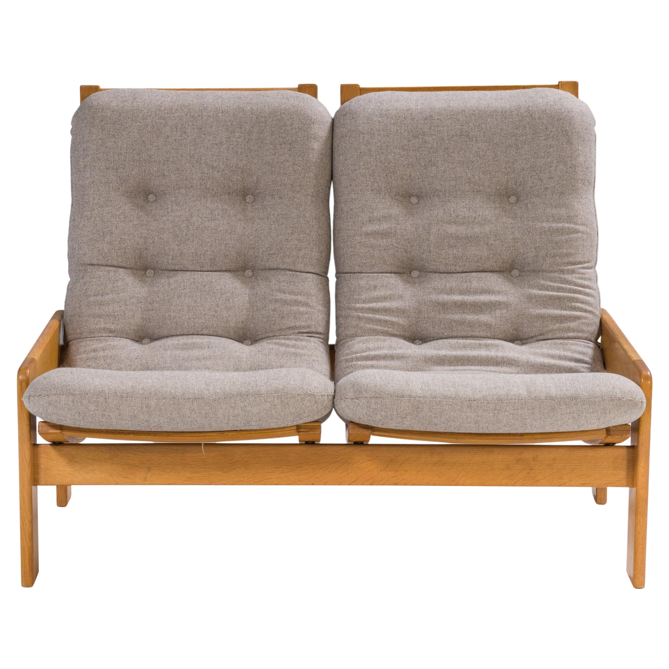 Yngve Ekström for Swedese Grey Fabric 2 Seat Sofa, 1960s