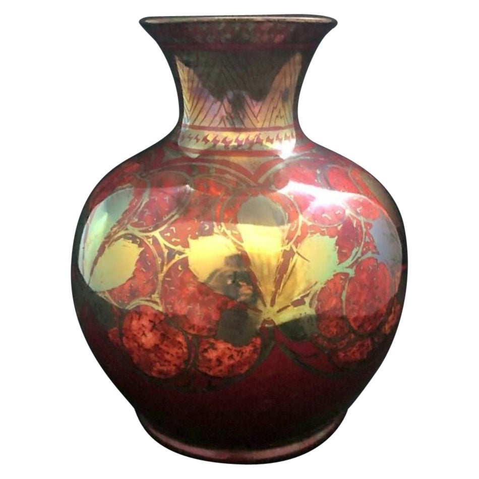 Pilkingtons Lustre Vase Decorated with Stylised Fruit and Leaves, 1920s For Sale