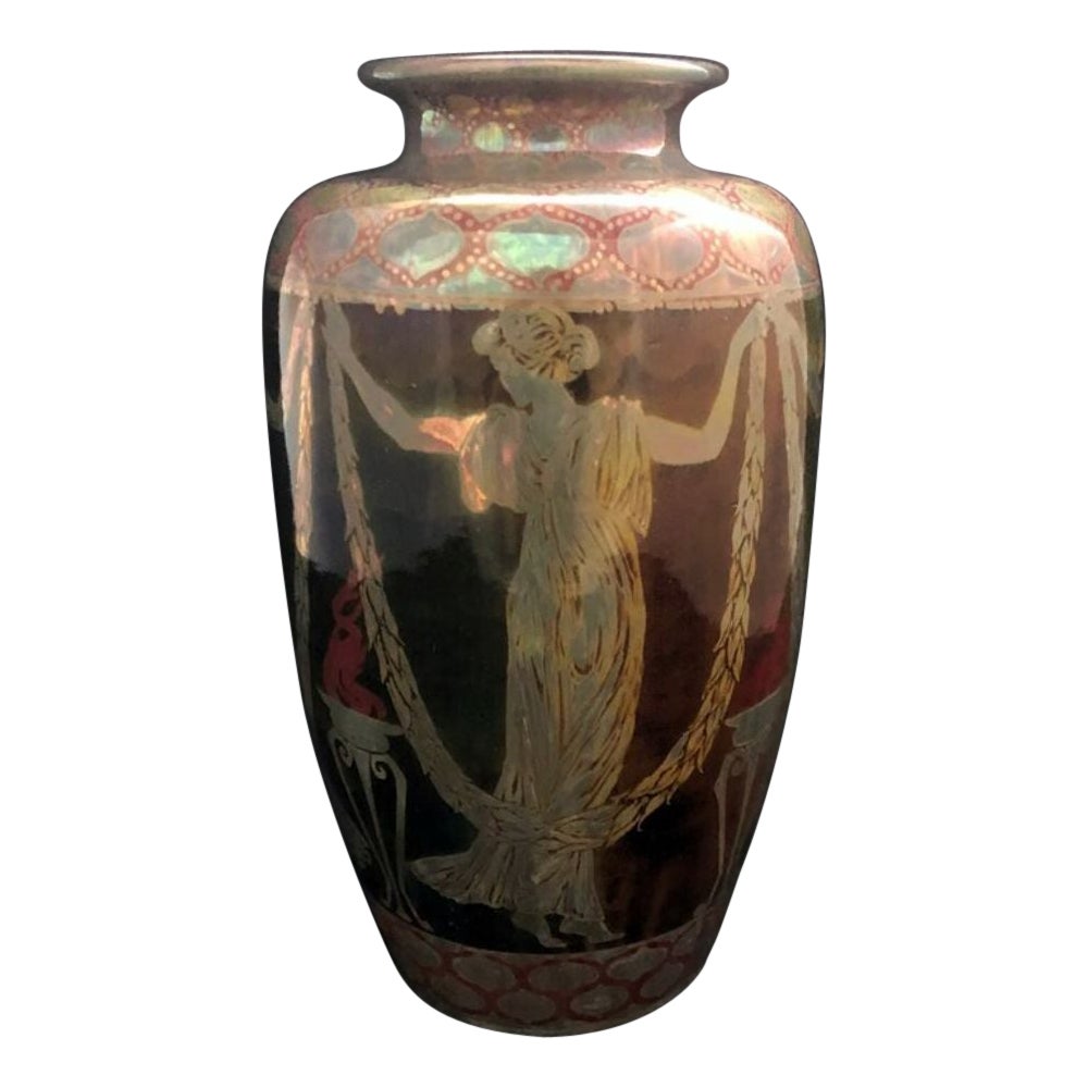 Pilkingtons Lustre Vase "Figures Ogee", circa 1920s For Sale