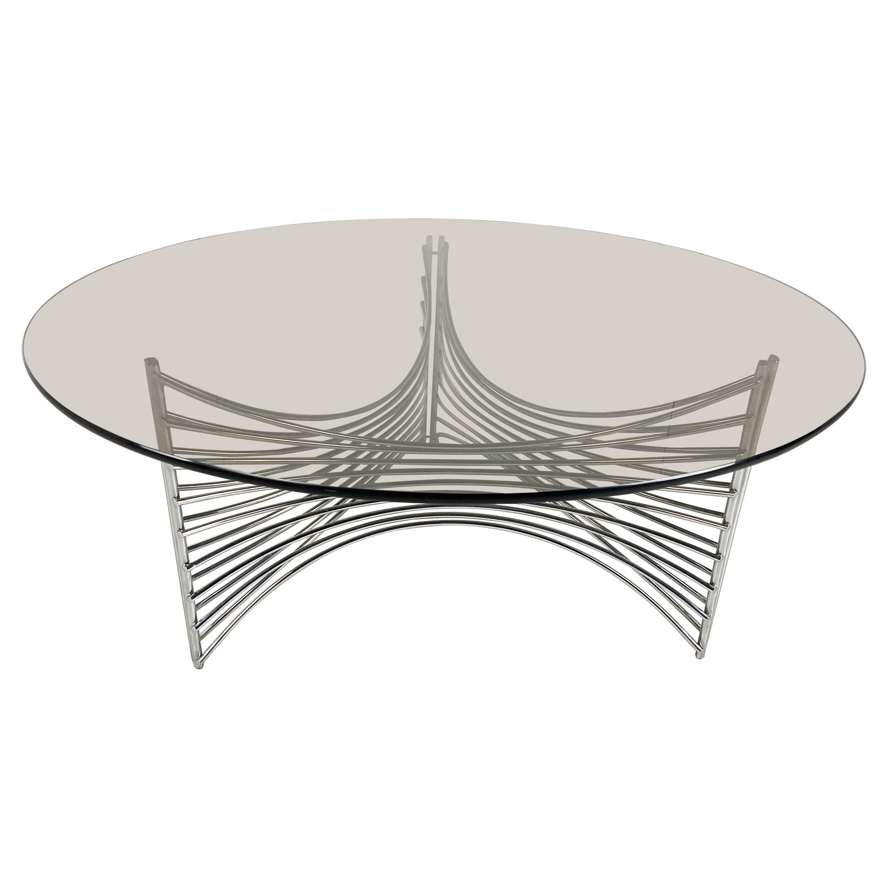 Space Age Chrome Wire Coffee Table, 1970s For Sale
