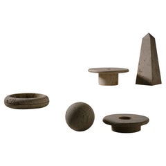 Large set of Travertine objects by Lyda Levi, Italy 1970s