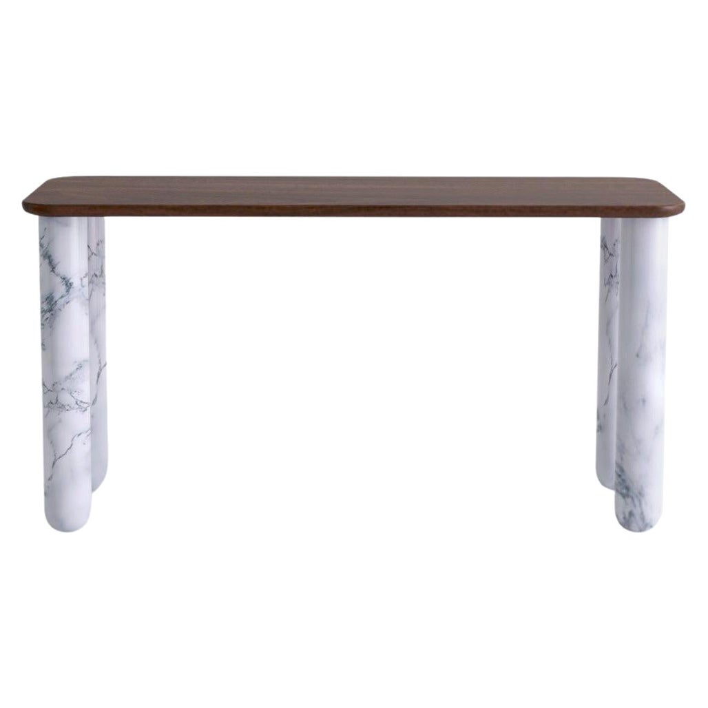 Caterpillar Dining Table, White Marble/American Walnut For Sale at