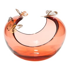 Imago Kaleidoscope II, peach glass & gold butterflies artwork by Hanne Enemark