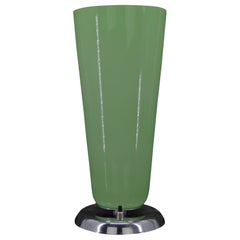 Art Deco Lamp in Chrome and Green Glass, France, circa 1930