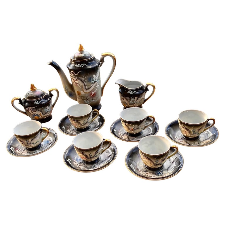 Vintage Japan, Hand Decorated Porcelain Dragon Tea Set For Sale at 1stDibs