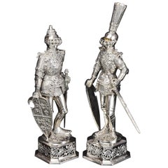 Pair of Silver Knight Figures