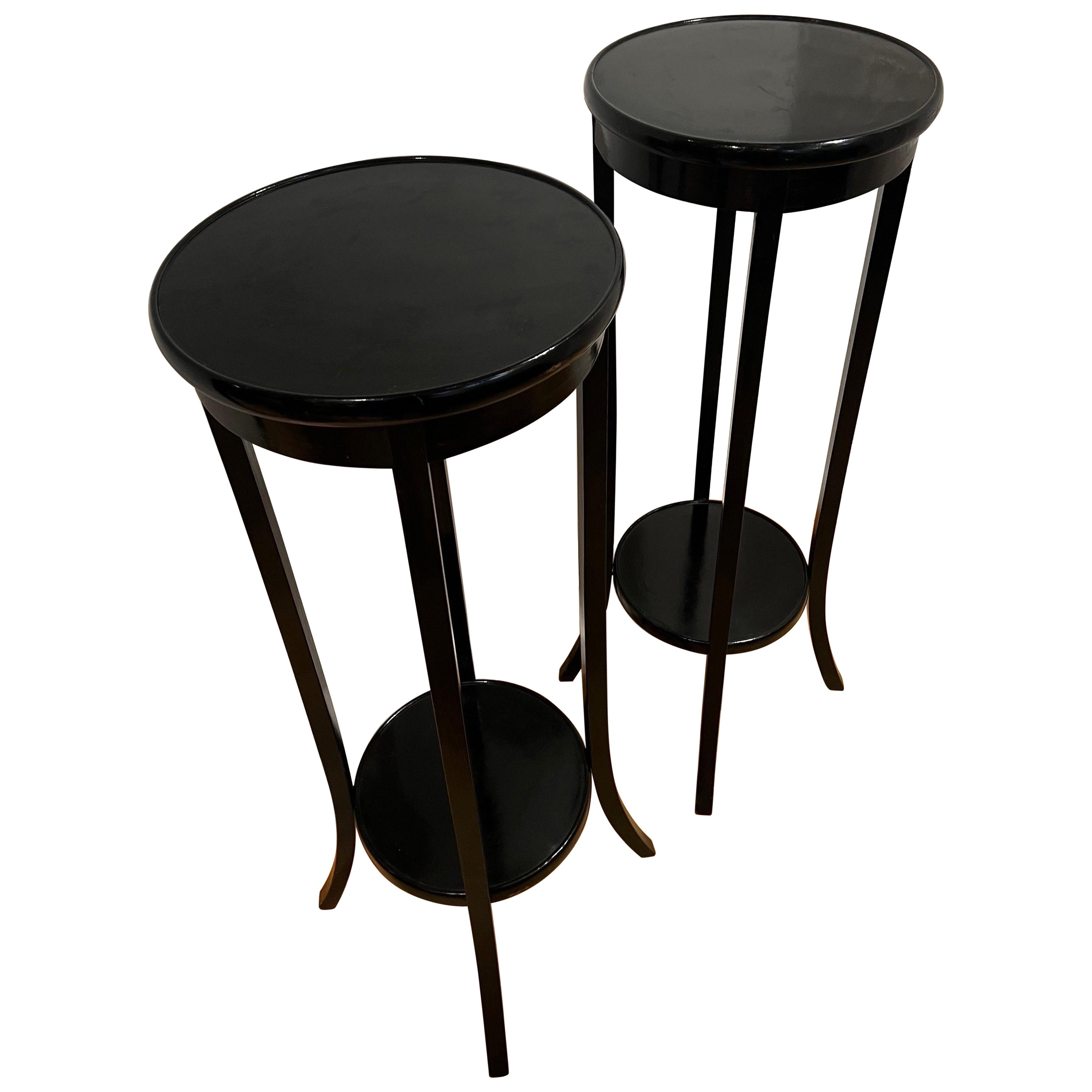 Pair of English Antique Ebonised Wood Plant Stands For Sale