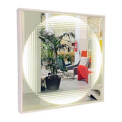 Used Italian Modern Neon Backlit Square Mirror by Gianni Celada for Fontana Arte 1970
