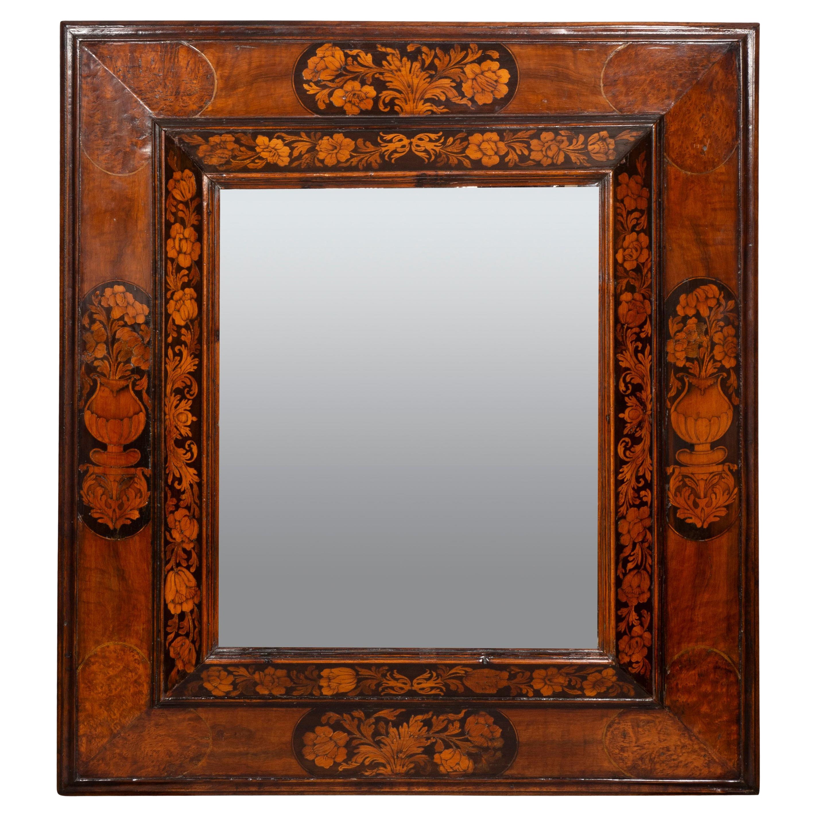 William and Mary Style Marquetry Mirror