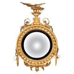 Regency Giltwood Girandole Convex Mirror