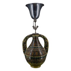 Important vase monté comme une lampe, par El-Kharraz, Nabeul, Tunisie, années 1900