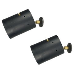 Italienische verstellbare Lampen aus schwarzem Aluminium und Messing aus den 1950er Jahren, 2er-Set